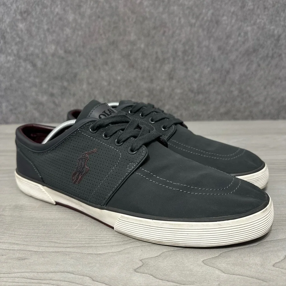 Polo Ralph Lauren Faxon‎ Low Sneakers Mens 12 Grey Perforated Nylon Shoes